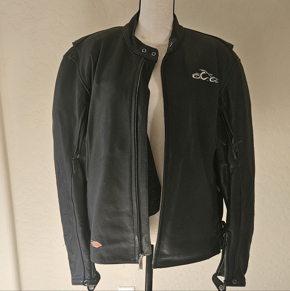 Vintage Mens Orange County Choppers Emroidered Flame Sleeve Size Large